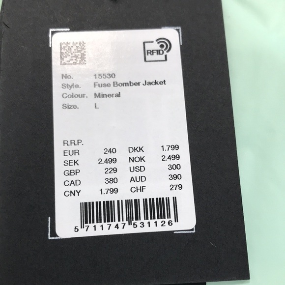 Rains Fuse Bomber Jacket in the color Mineral  Unisex New - Picture 4 of 13